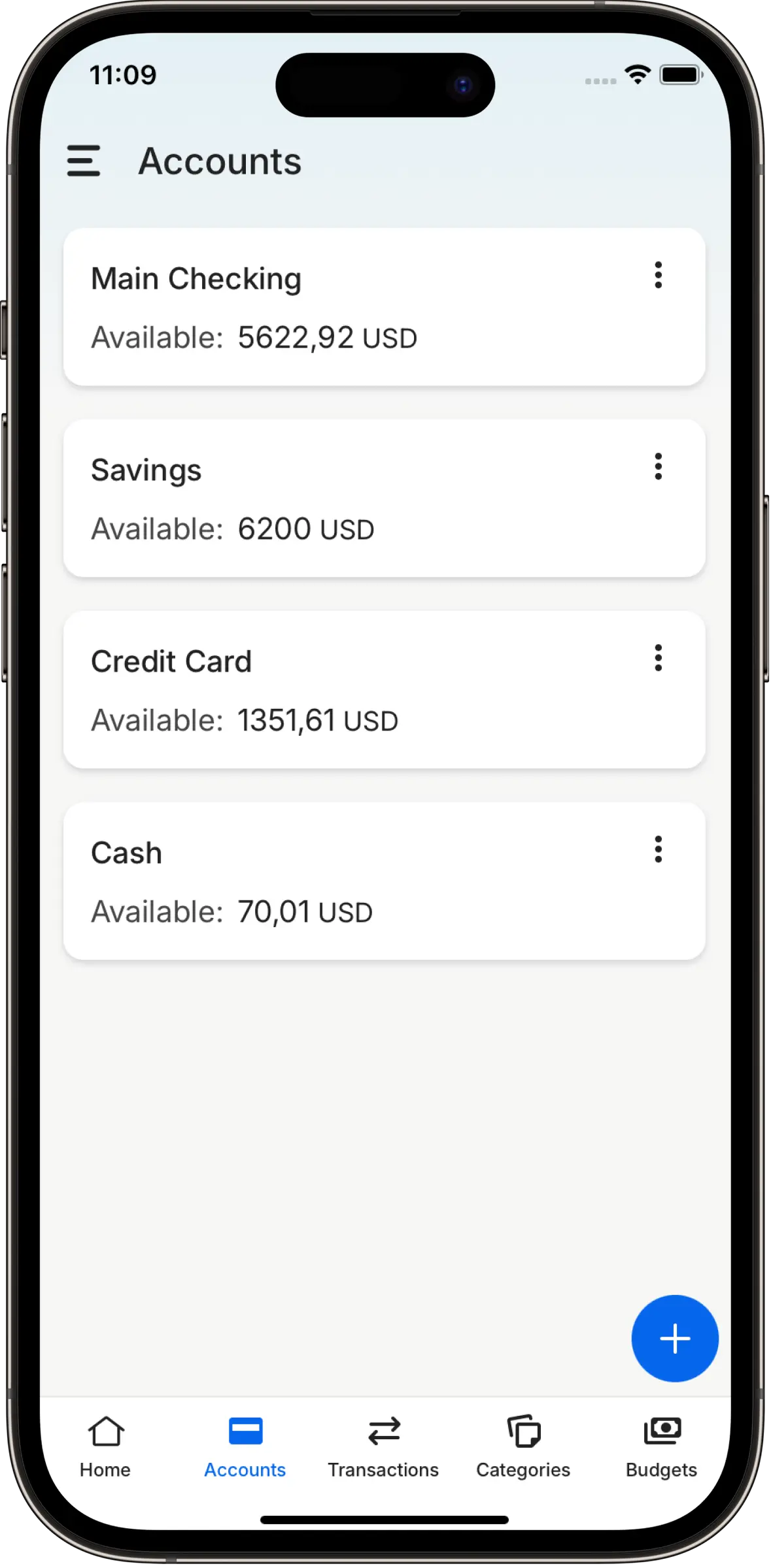 Accounts preview