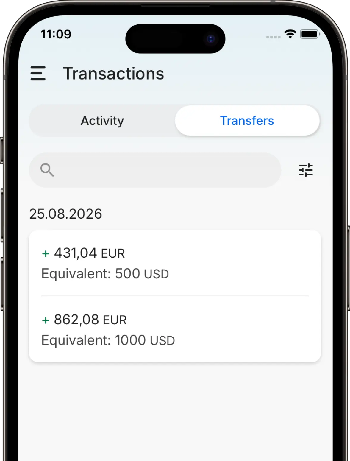 Transactions preview